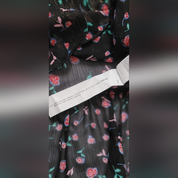 NWOT! Sheer Metallic Women's Zara Spring Peplum Floral Boho Blouse Medium - Picture 4 of 15